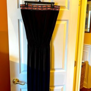 Black strapless beaded jumpsuit